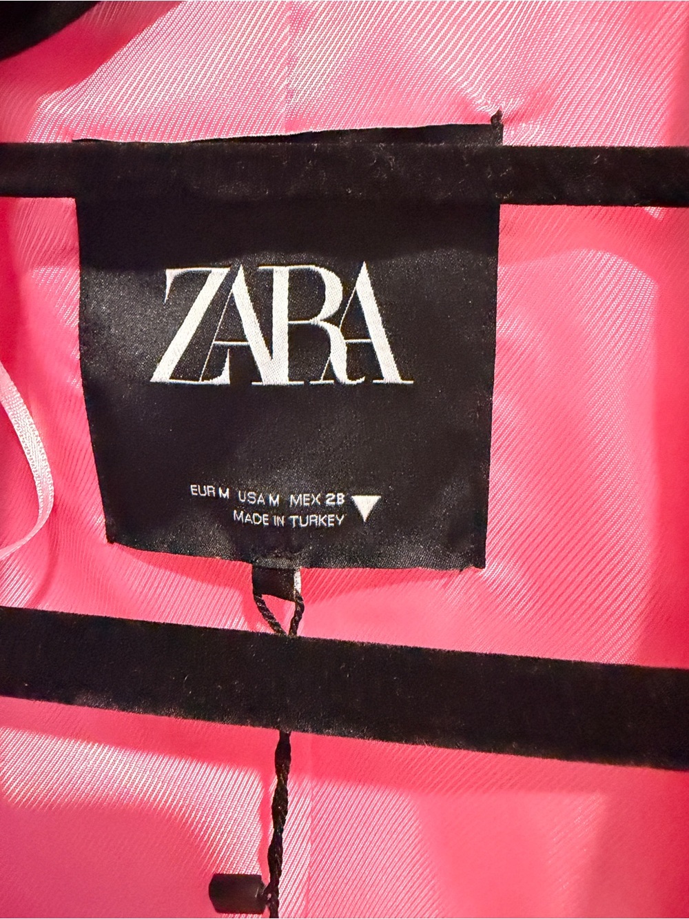ZARA Bright Pink Cropped Drawstring Blazer - Picture 3 of 5